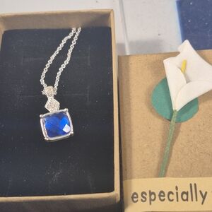 Elegant Silver and Blue Pendant Necklace